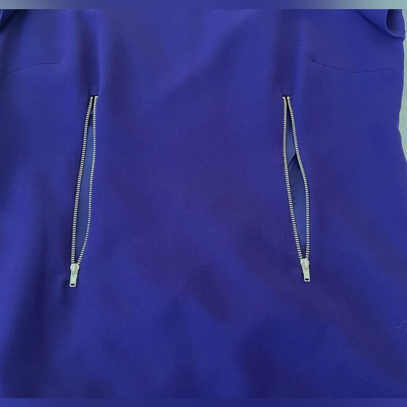 Tahari Purple Dress With Metal Zipper Accents Round Neck Half Sleeves Size 14 - Picture 15 of 15